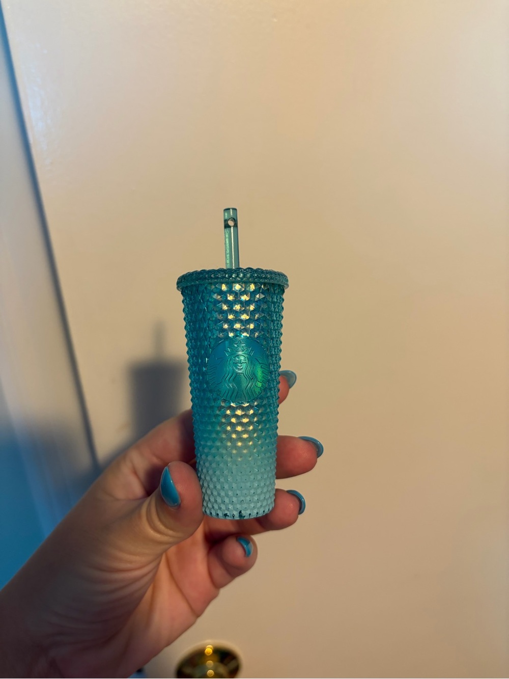 Starbucks Teal Gradient Studded Mini keychain Tumbler